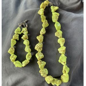 Dyed Stone Necklace and Bracelet Set